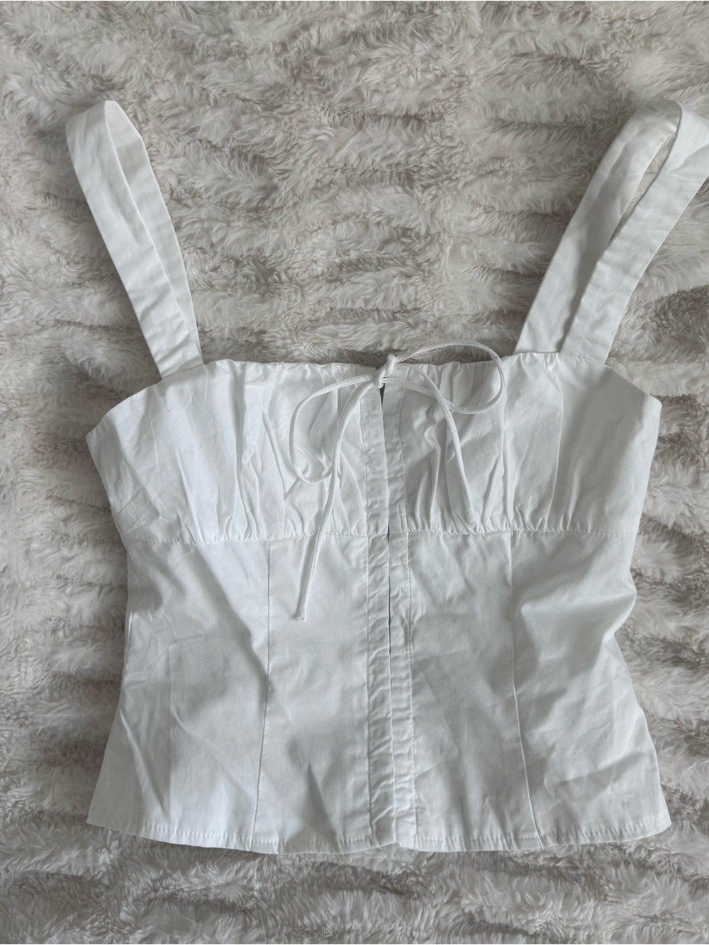 More to Come Revolve Classic White Square-Neck Camisole with Front Tie